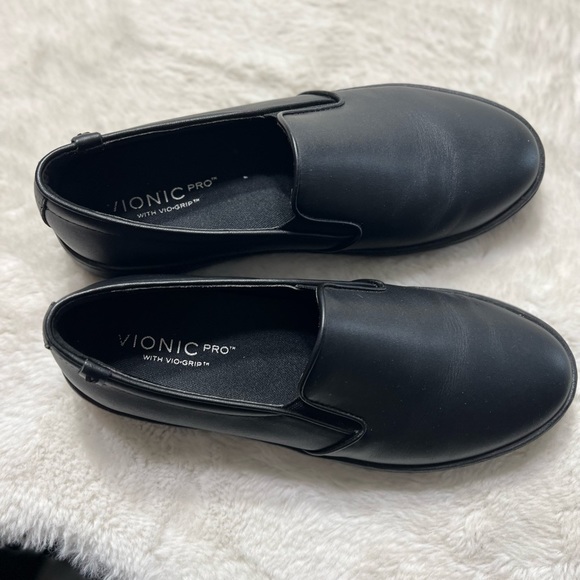 Vionic pro mahogany Avery black slip on comfort flat shoe womens size 9 - Picture 5 of 11